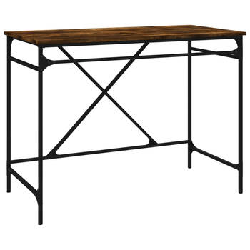 The Living Store Bureau Industrieel - 100 x 50 x 75 cm - Gerookt Eiken