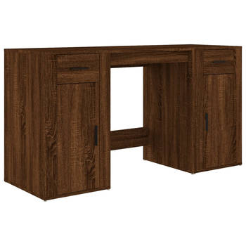 The Living Store Bureau en Kast - Bruineiken - 100x49x75 cm - Duurzaam hout - Voldoende opbergruimte - Met praktische