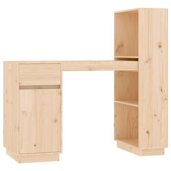 The Living Store Bureau Massief Grenenhout - Computerbureau met Opbergruimte - Tijdloos Design - 110 x 53 x 117 cm