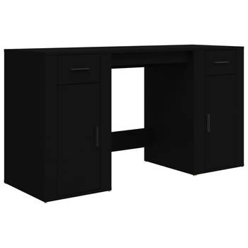 The Living Store Bureau en Kast - Zwart - Hout - 100 x 49 x 75 cm - Met Deuren - Display Functie