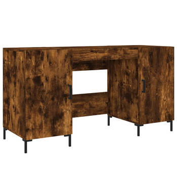 The Living Store Bureau Smoked Oak Wood - 140 x 50 x 75 cm - Durable - Practical