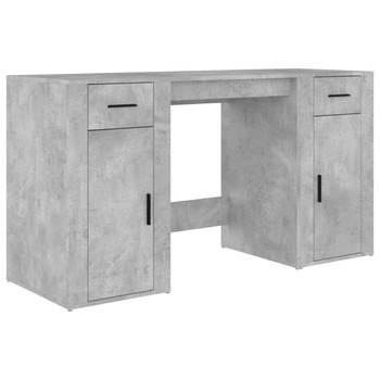 The Living Store Bureau met Kast - Betongrijs - 100x49x75 cm - Duurzaam bewerkt hout