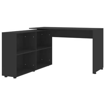 The Living Store Hoekbureau - Moderne - Praktisch Bureau - 130 x 60 x 75 cm - Duurzaam - Zwart - Bewerkt hout