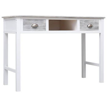 The Living Store Klassiek Houten Bureau - 110x45x76 cm - Grijs