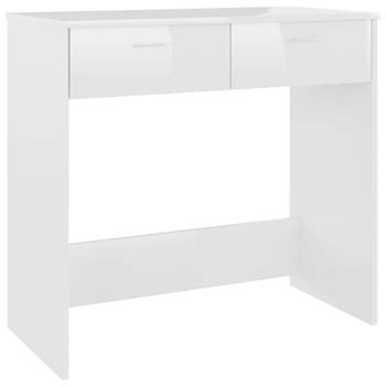 The Living Store Bureau - bewerkt hout - 80 x 40 x 75 cm - hoogglans wit