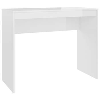 The Living Store Bureau Modern Hoogglans wit bewerkt hout 90x40x72cm schoon te maken met vochtige doek