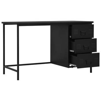 The Living Store Bureau Industrieel - Staal 120 x 55 x 75 cm - Met 3 lades