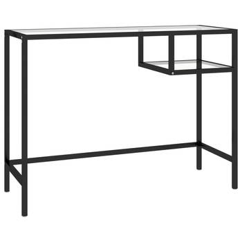 The Living Store Bureau Glas en Staal - 100 x 36 x 74 cm - Transparant - 5 mm dik glas