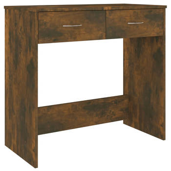 The Living Store Bureau Gerookt Eiken - Schrijftafel 80 x 40 x 75 cm - Met 2 lades