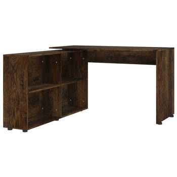 The Living Store Hoekbureau - Modern - Bureau met Boekenkast - 130 x 60 x 75 cm - Gerookt Eiken