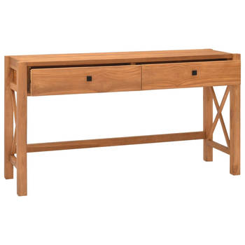 The Living Store Rustiek Houten Bureau - Teakhout - 140 x 40 x 75 cm - 2 Lades