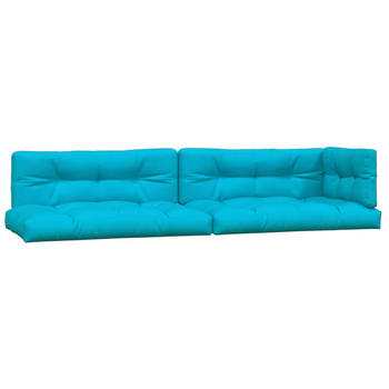 The Living Store Palletkussens - Turquoise - Polyester - 120x80x12cm - Waterafstotend - Set van 2 zitkussens - 2