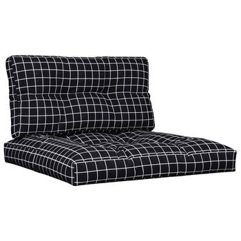 The Living Store Palletkussens - Polyester - Comfortabel - 70 x 70 x 12 cm - Met zwart ruitpatroon - Waterafstotend - 1