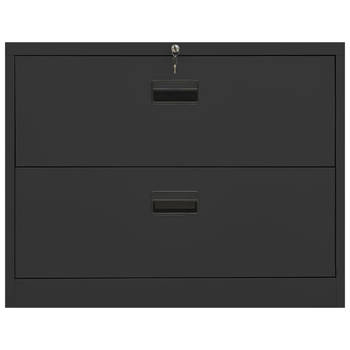 The Living Store Archiefkast - Archiefkast - 90x46x72.5 cm - Staal - Antraciet - Volledig uittrekbare lades - Met slot