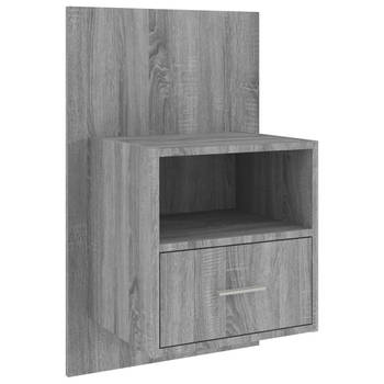 The Living Store Wandnachtkast - 48.5 x 32.5 x 80 cm - Grijs Sonoma Eiken - Multifunctioneel - Wandmontage - Bewerkt