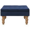 The Living Store Poef Velvet - 60 x 60 x 36 cm - Marineblauw - Decoratieve knoppen