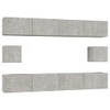 The Living Store TV-meubelset Betongrijs 4x 100x30x30 - 2x 30.5x30x30cm - Wandgemonteerd - Bewerkt hout - Stevig