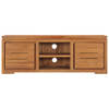 The Living Store Teak Tv-meubel - 110 x 30 x 40 cm - Rustieke stijl - Massief teakhout - 2 deuren - 2 vakken