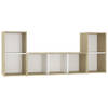 The Living Store Televisiekastenset Milano - 72x35x36.5 cm - 107x35x37 cm - wit/sonoma eiken