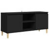 The Living Store Televisiemeubel - zwart - 103.5 x 35 x 50 cm - met 4 houten poten - 2 schappen en 2 vakken