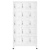 The Living Store Lockerkast 90x40x180cm - Lichtgrijs - Staal - 15 Deuren - Ventilatieopeningen - Labelhouders