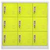 The Living Store Lockerkast - Staal - 90 x 45 x 92.5 cm - 9 lockers - Lichtgrijs en groen