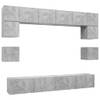 The Living Store TV-meubelset Betongrijs - Wandbevestiging - 4 formaten - Spaanplaat