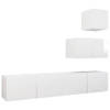 The Living Store Televisiemeubelset Hangend - Hoogglans Wit - Spaanplaat - Hifi - 30.5x30x30cm - 60x30x30cm -