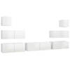 The Living Store Hangende TV-meubelset - Spaanplaat - Hoogglans wit - 4x 80x30x30 cm - 1x 100x30x30 cm - 2x 30.5x30x30