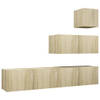 The Living Store Televisiemeubelset Hangend - Spaanplaat - Sonoma eiken - 1x 30.5x30x30cm - 3x 80x30x30cm