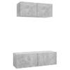 The Living Store Televisiemeubelset Betongrijs - 100x30x30cm - 80x30x30cm - Muurbevestiging