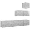 The Living Store Hangende TV-Kasten - Betongrijs - 1x 30.5x30x30 cm - 3x 80x30x30 cm - Spaanplaat