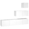 The Living Store TV-meubelset - Hoogglans wit - Bewerkt hout - Bovenste tv-meubel- 30.5 x 30 x 30 cm - Middelste