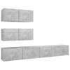 The Living Store Hangende Tv-meubelset Betongrijs - Spaanplaat - 80 x 30 x 30 cm - 100 x 30 x 30 cm