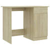 The Living Store Bureau Strak en Modern - Bureau - 100x50x76 cm - Sonoma Eiken - Met lade en deur