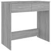 The Living Store Bureau Hout - Grijs Sonoma Eiken - 80x40x75 cm - Met 2 lades