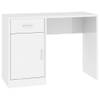 The Living Store Bureau Hoogglans Wit - 100 x 40 x 73 cm - Hout en Aluminium