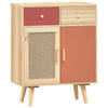 The Living Store Dressoir - Classic - Bijzetkast - 60x30x75.5 cm - Lichthout - rood en oranje - Bewerkt hout en