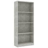 The Living Store Boekenkast - Betongrijs - 60 x 24 x 142 cm - Hoge boekenkast met 4 schappen - Eenvoudig te monteren -