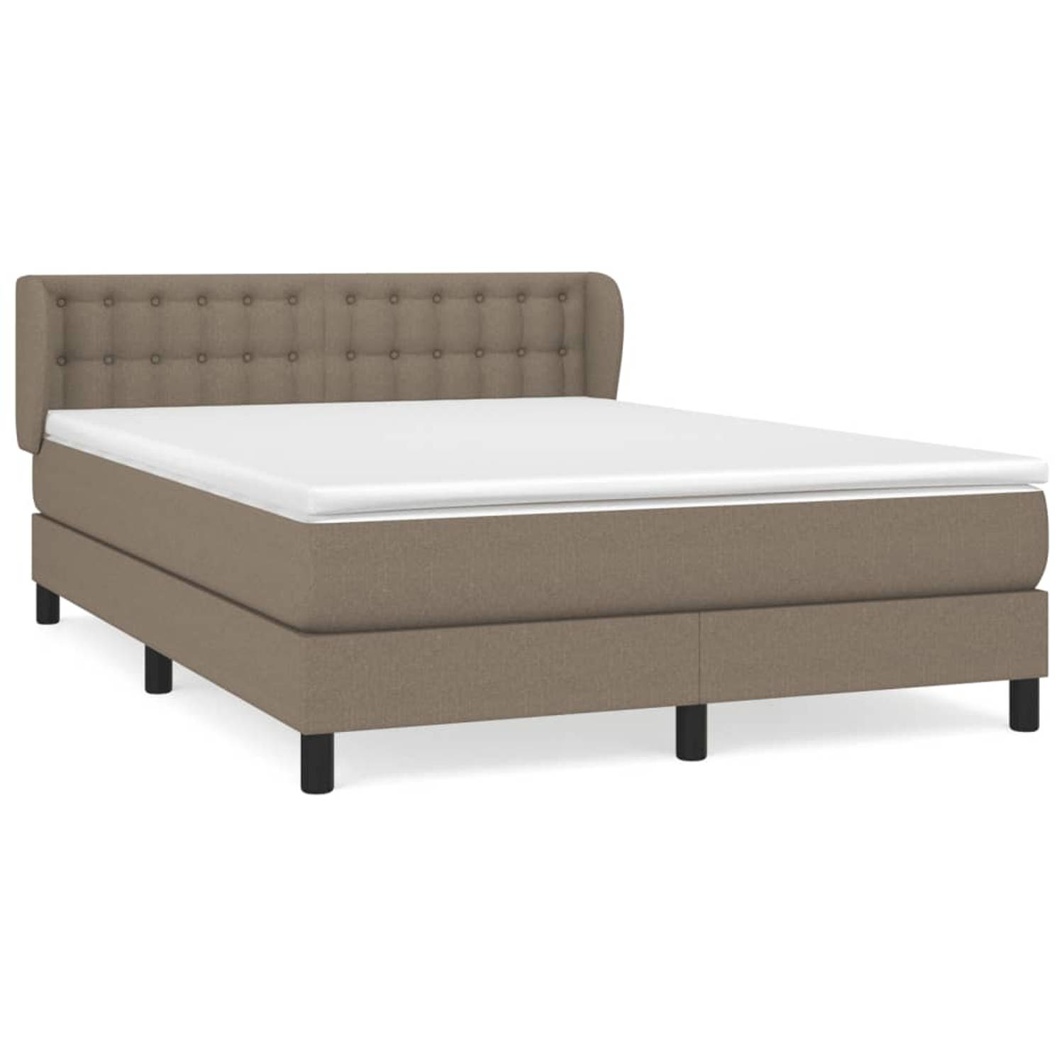 The Living Store Boxspringbed - Comfort - Bed - 193 x 147 x 78/88 cm - Taupe - Pocketvering matras - Middelharde