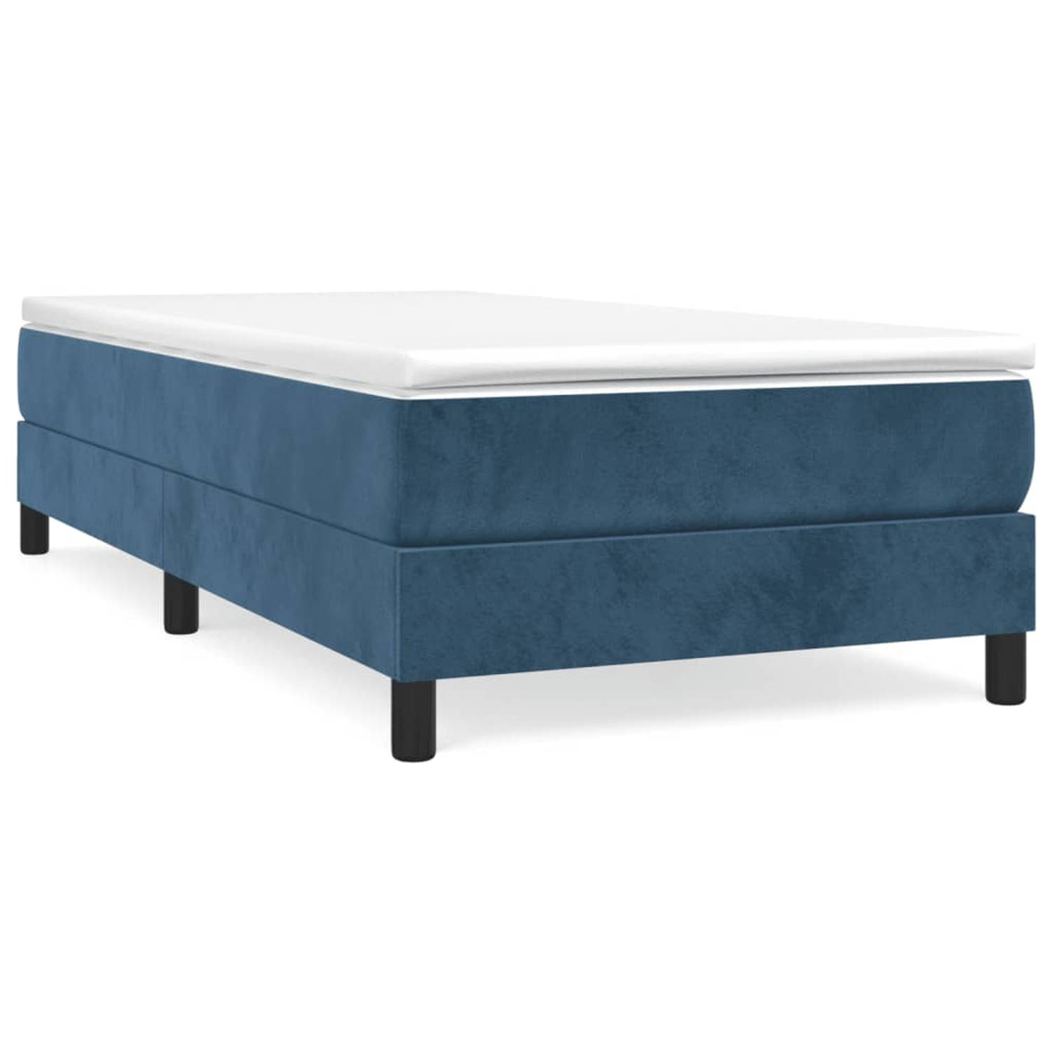 The Living Store Boxspringframe fluweel donkerblauw 90x200 cm - Bed