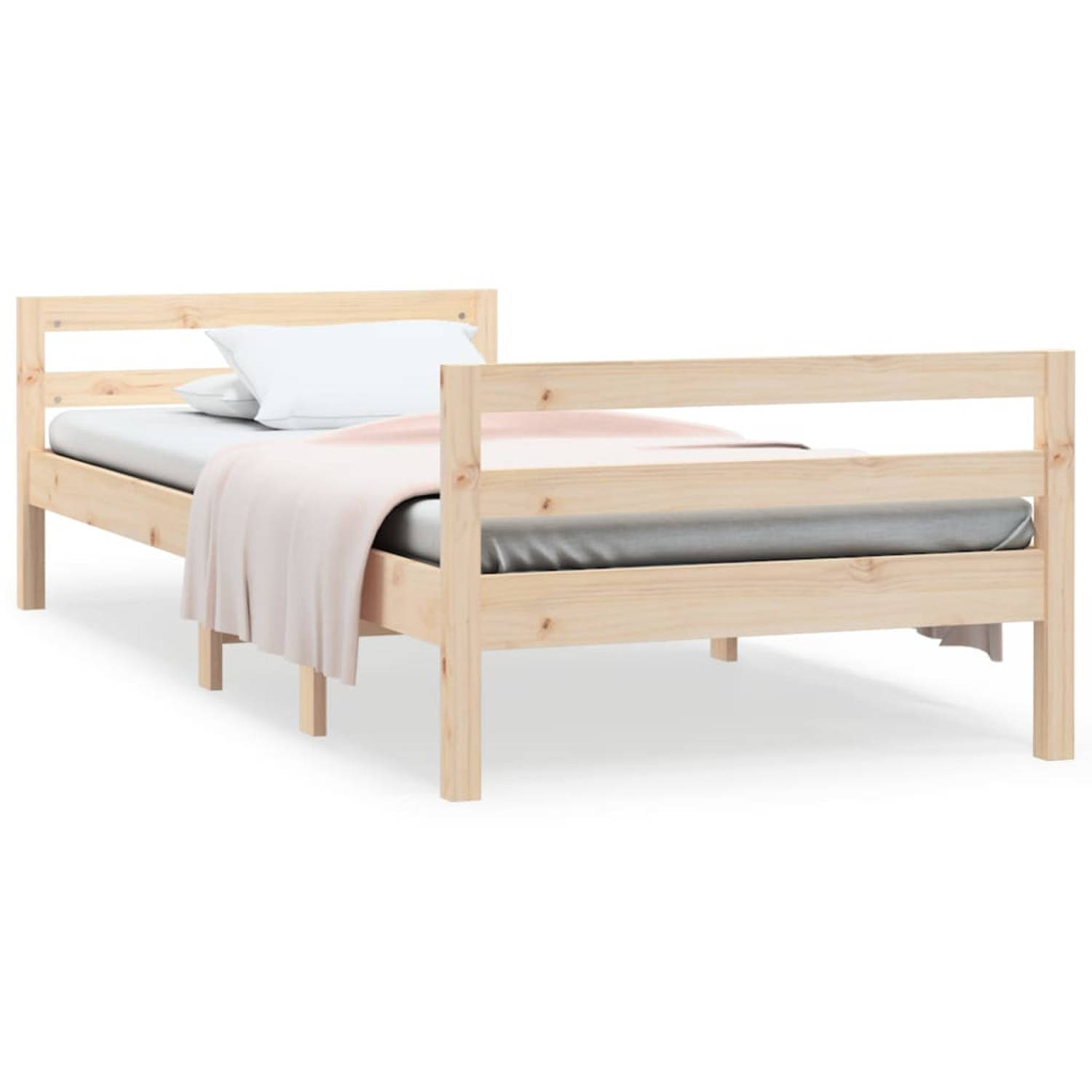 The Living Store Bedframe massief grenenhout 90x200 cm - Bedframe - Bedframe - Eenpersoonsbed - Bed - Ledikant - Bedomranding - Houten Bedframe - Platformbed - Bedbodem - Pallet Be