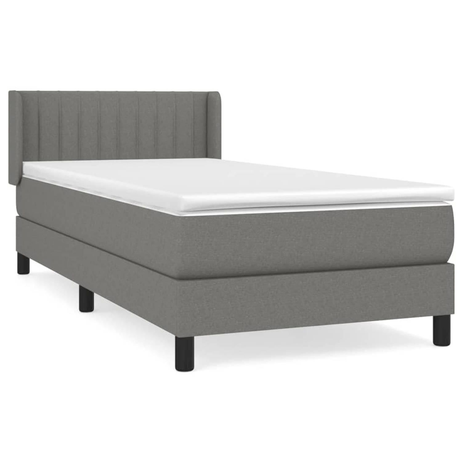 The Living Store Boxspring met matras stof donkergrijs 100x200 cm - Bed
