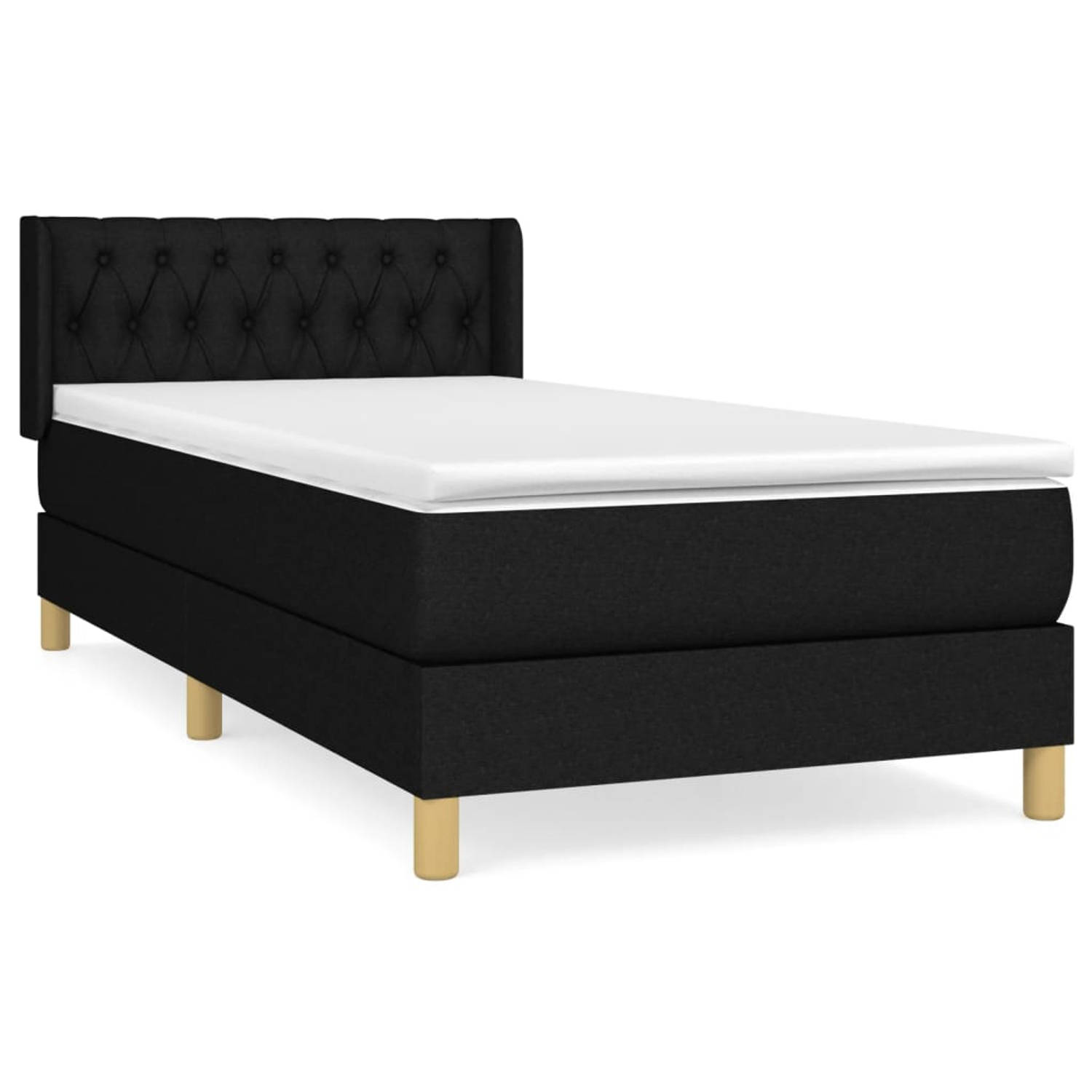 The Living Store Boxspring met matras stof zwart 90x200 cm - Boxspring - Boxsprings - Bed - Slaapmeubel - Boxspringbed - Boxspring Bed - Tweepersoonsbed - Bed Met Matras - Bedframe