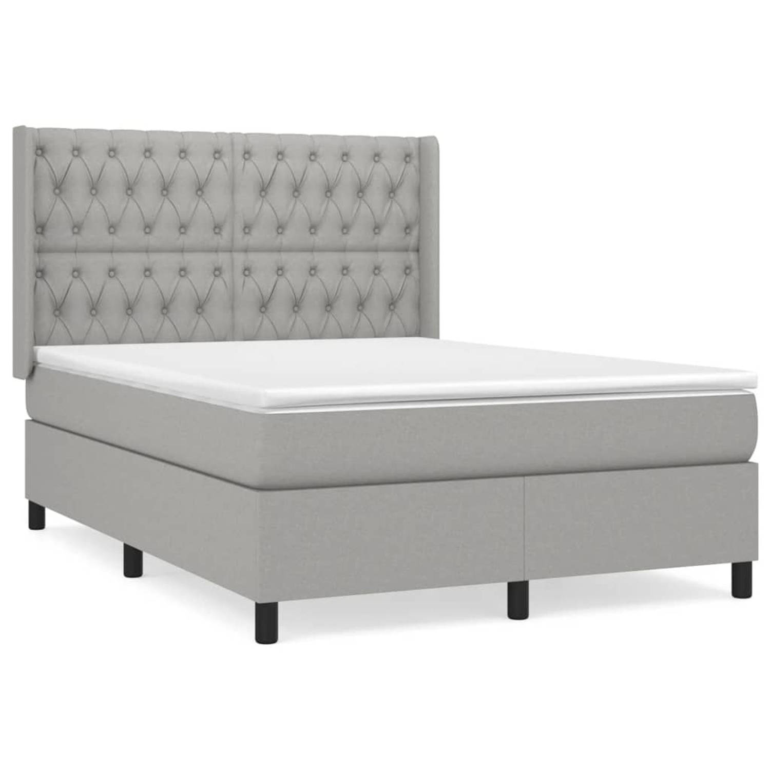 The Living Store Boxspring met matras stof lichtgrijs 140x190 cm - Boxspring - Boxsprings - Bed - Slaapmeubel - Boxspringbed - Boxspring Bed - Tweepersoonsbed - Bed Met Matras - Be