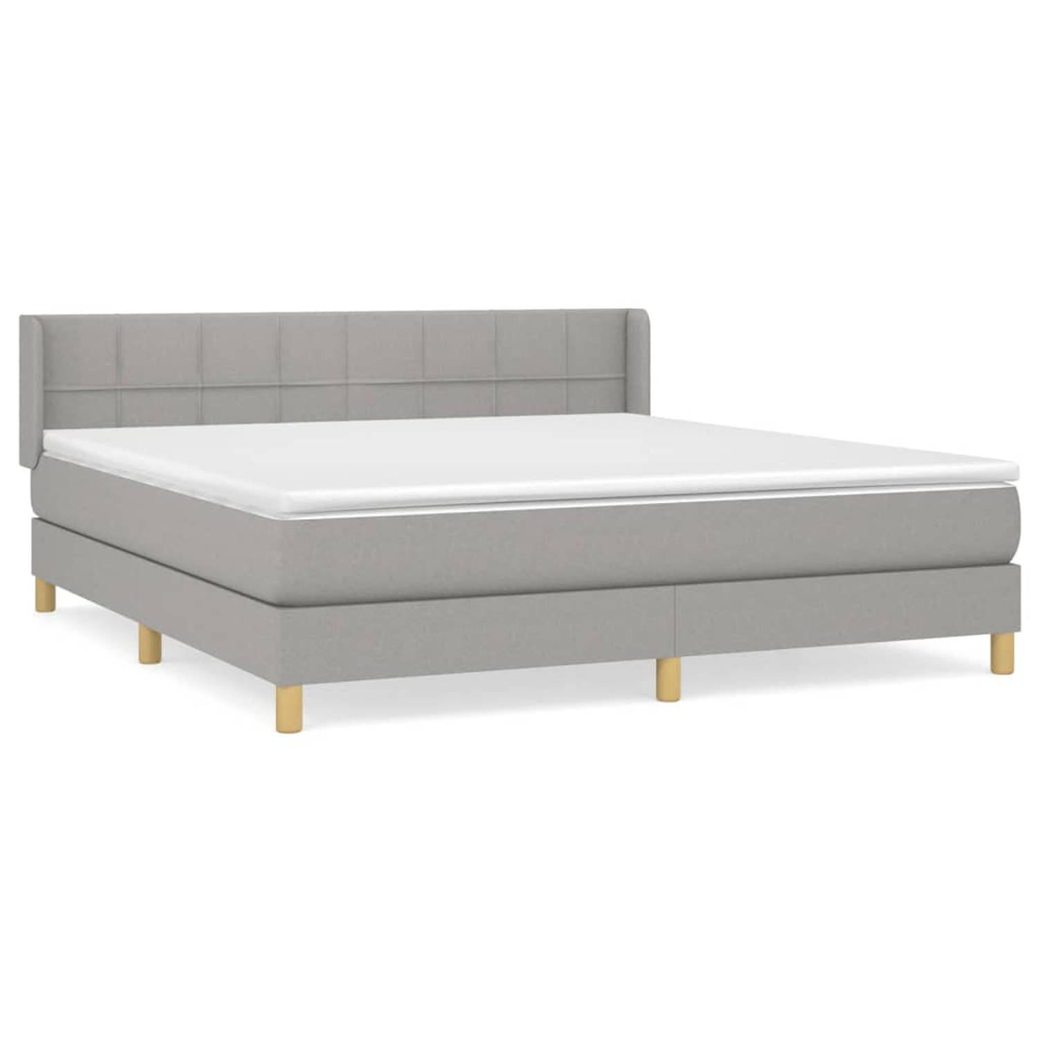 The Living Store Boxspring met matras stof lichtgrijs 180x200 cm - Bed