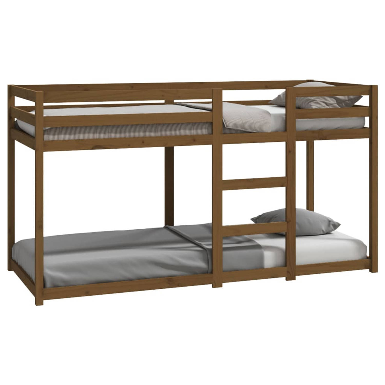 The Living Store Stapelbed massief grenenhout honingbruin 80x200 cm - Stapelbed - Stapelbedden - Bed - Bedframe - Stapelbedframe - Bed Frame - Bedden - Bedframes - Stapelbedframes