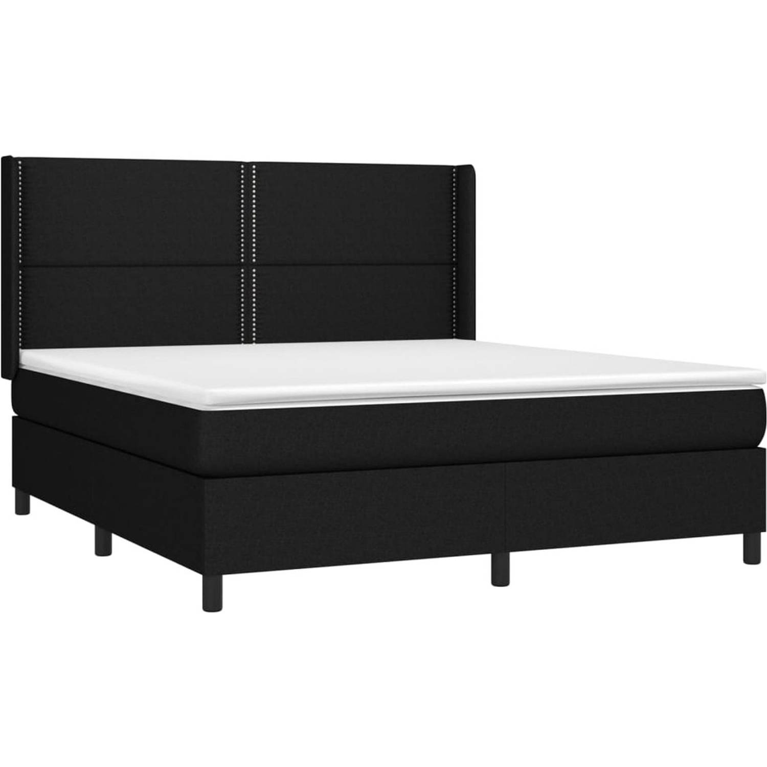 The Living Store Boxspring Bed - Comfort - Bedframe 180x200 - Pocketvering Matras - Middelharde Ondersteuning - Huidvriendelijk Topmatras - Zwart/Wit