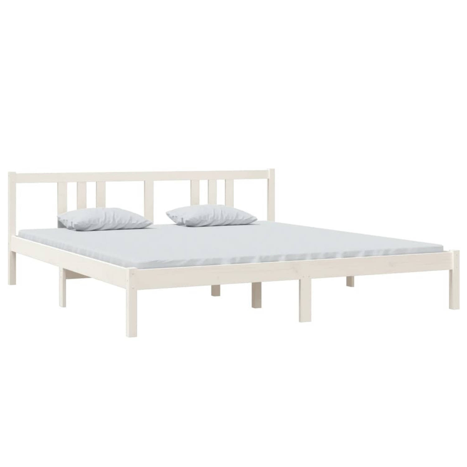 The Living Store Bedframe massief hout wit 180x200 cm 6FT Super King - Bedframe - Bedframes - Bed - Bedbodem - Ledikant - Bed Frame - Massief Houten Bedframe - Slaapmeubel - Tweepe