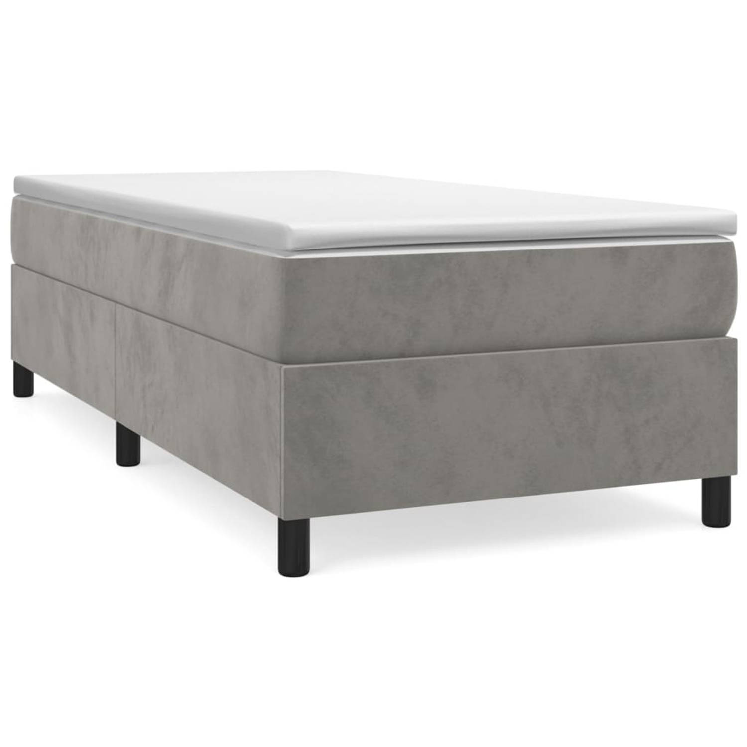 The Living Store Boxspringframe fluweel lichtgrijs 90x190 cm - Bed